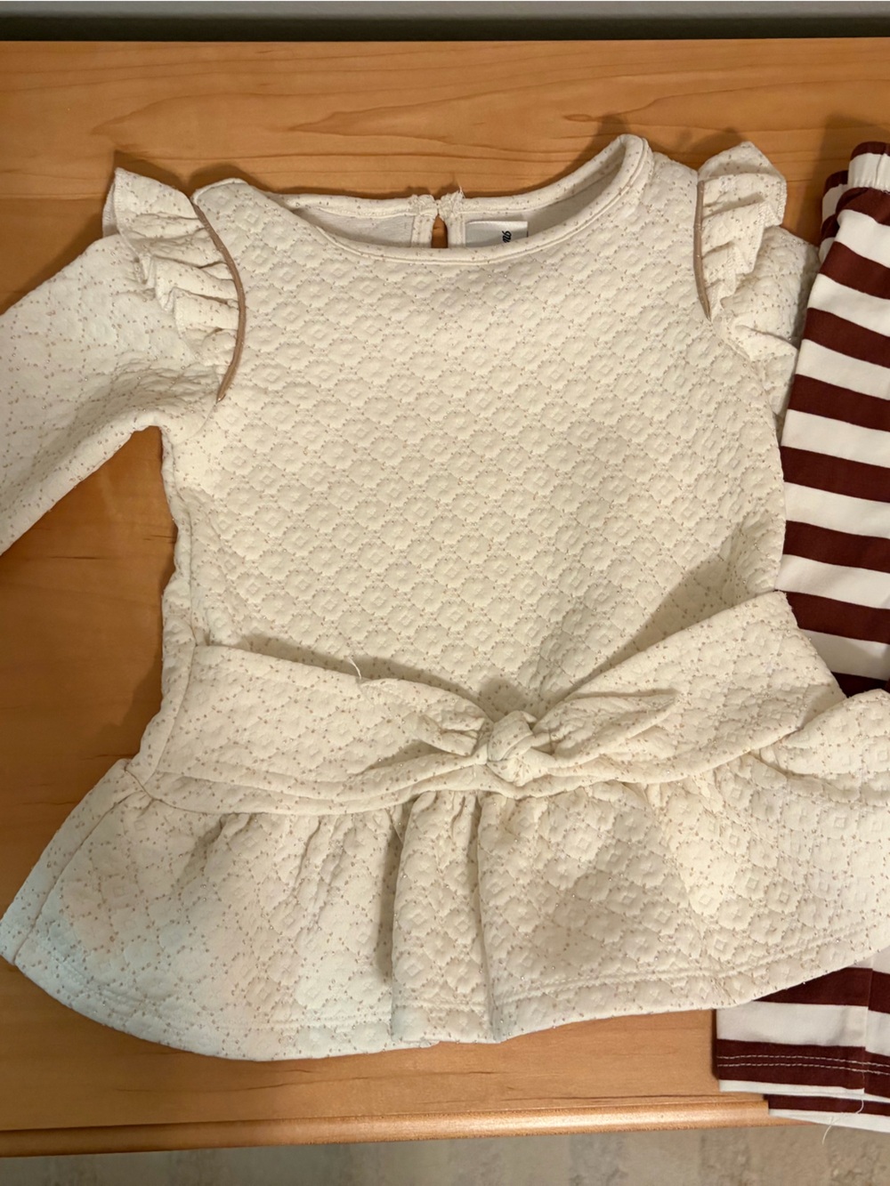 Rare Editions Cream Eyelet Front-Tie Bodysuit